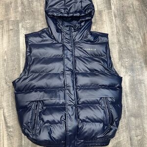 YoungLA Men's Dark Blue Hooded Puffer Vest